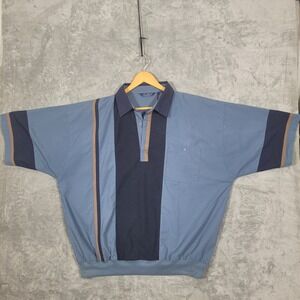 Vtg LD Sport International Mens XXL Blue Short Half Sleeve Polo Shirt Pullover